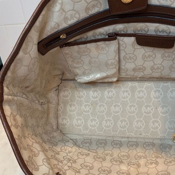 Michael Kors Purse Handbag Marina Large Canvas Tote - HTF Pocketbook - Picture 12 of 15